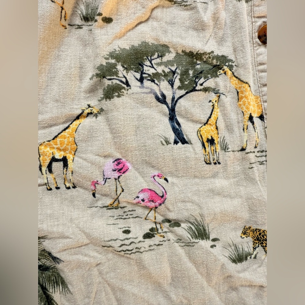 Old navy Safari Print tan Dress linen blend size large - Picture 4 of 8